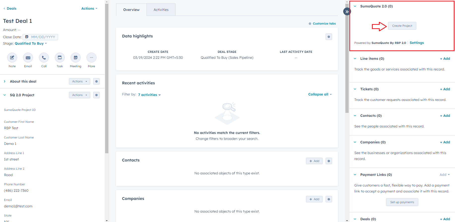 SumoQuote Create Project