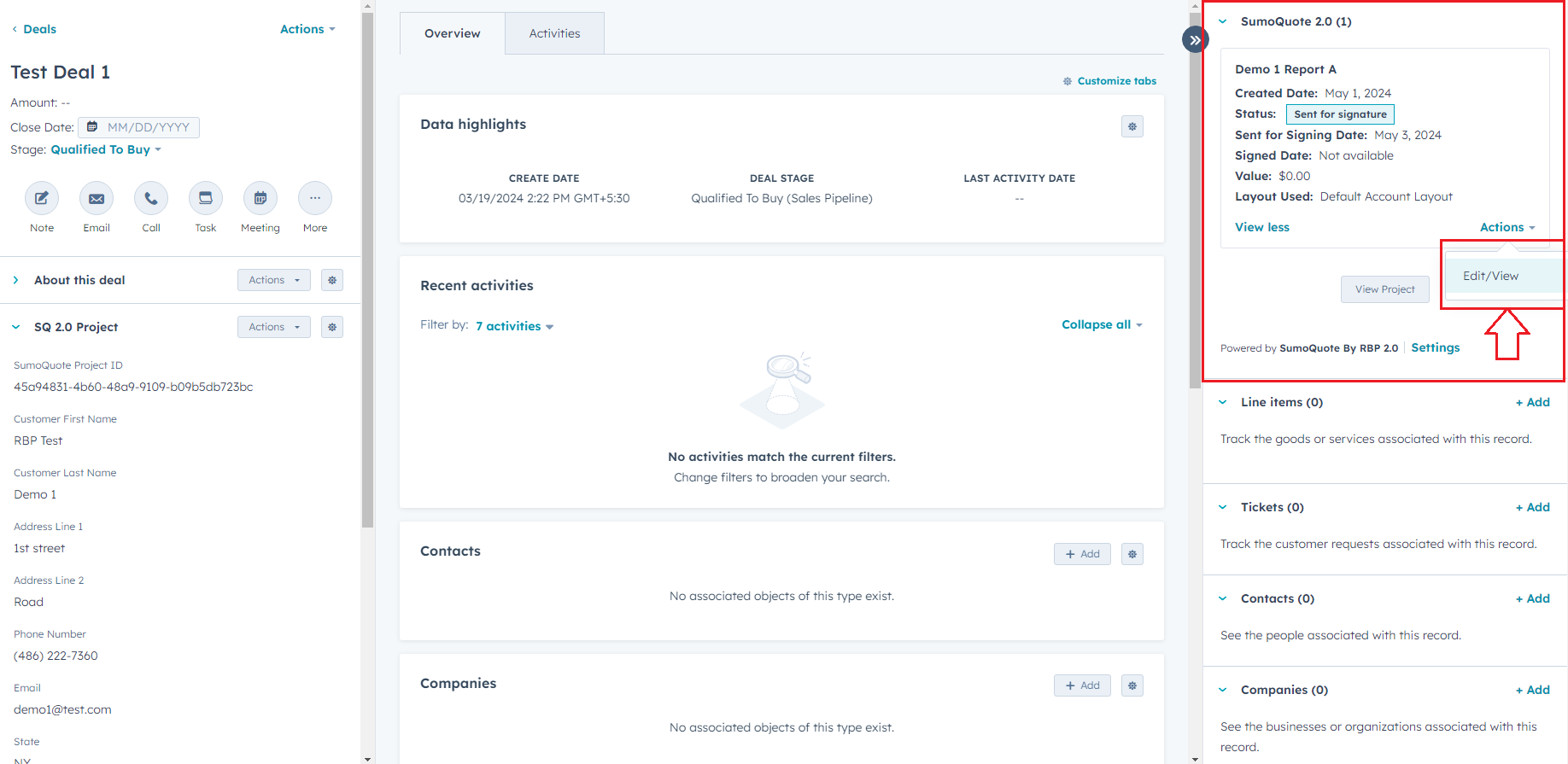 SumoQuote Edit View Report